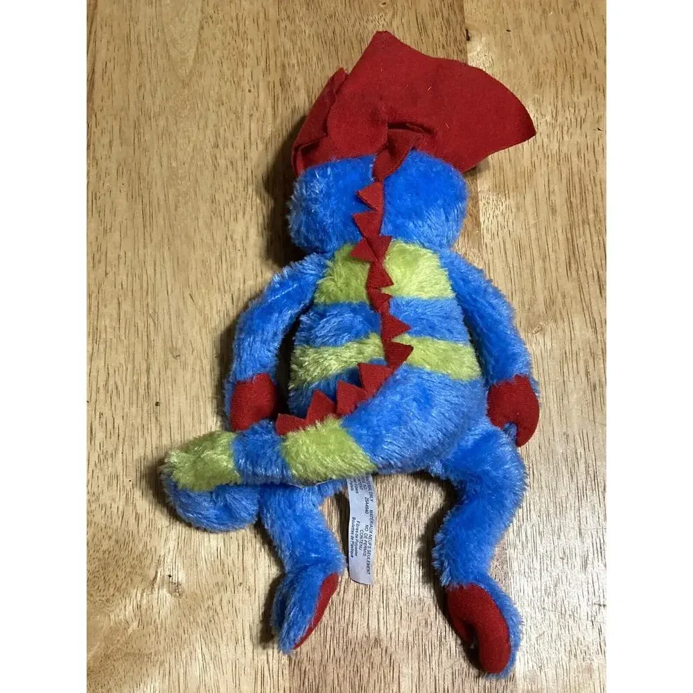 Hallmark Plush Dragon‎ Frog Fluffy Stuffed Animal Blue Yellow Striped HTF Toy